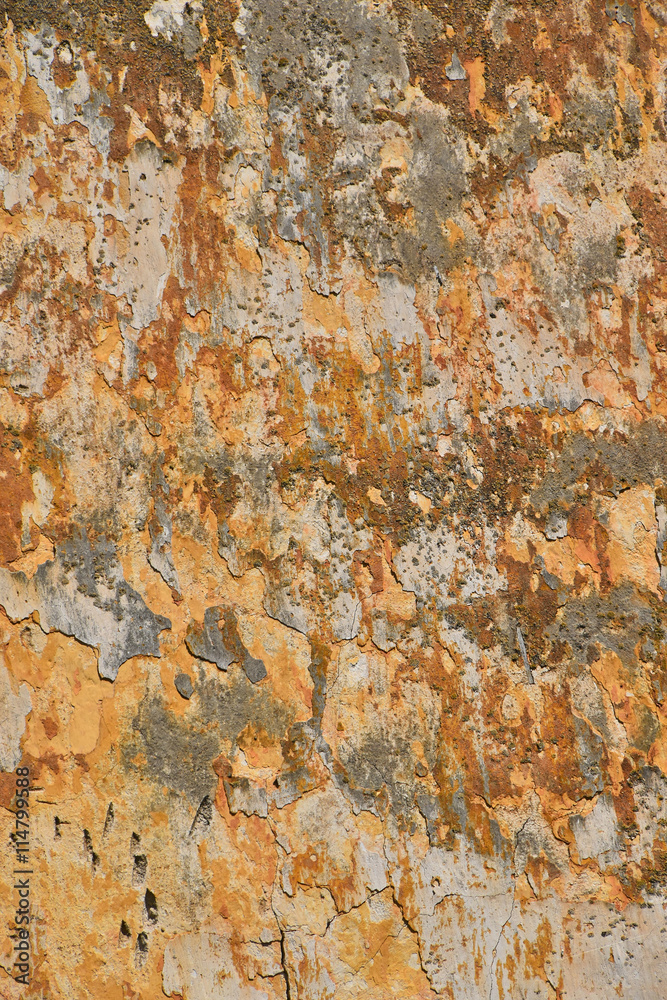 Dirty wall with peeling plater and rusty stains Dirty wall with peeling plater and rusty stains