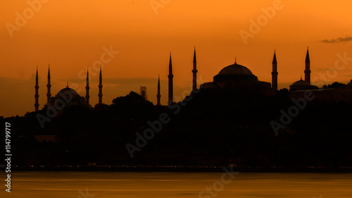 Istanbul at sunset in silhouette