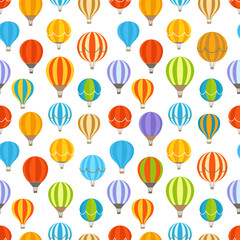 Papier peint photo Montgolfière Different colorful air balloons seamless background  © tovovan