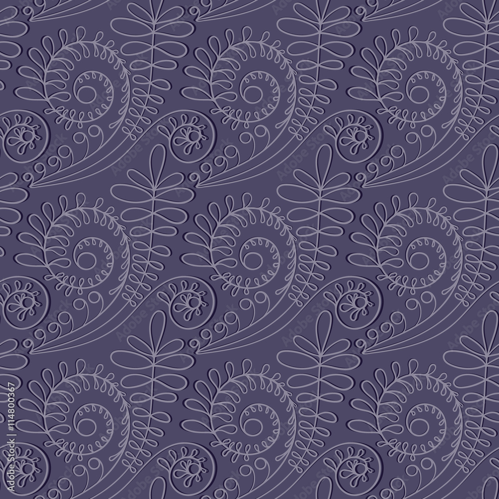 Fototapeta premium Vector seamless pattern. Floral stylish background. Graphic repeating texture. Hand drawn branches with leaves.