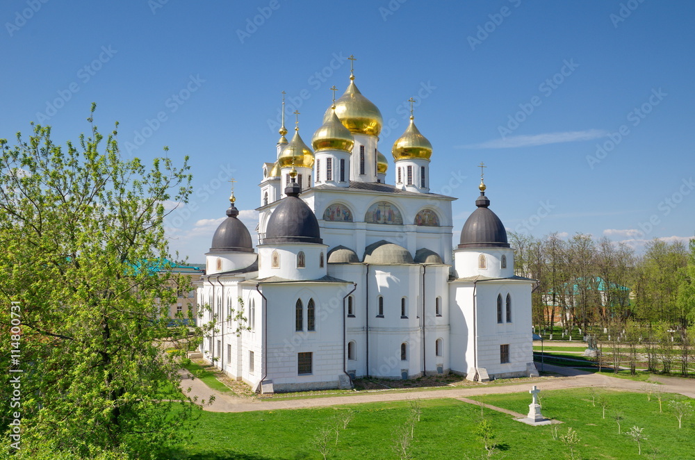 View of the assumption Cathedral, city Dmitrov, Russia