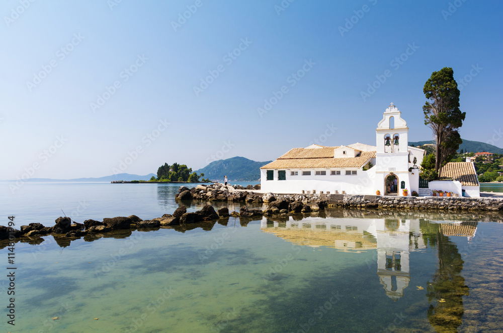view on Pontikonisi on Corfu island, Greece