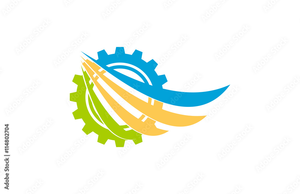Obraz premium swirl business gear vector logo