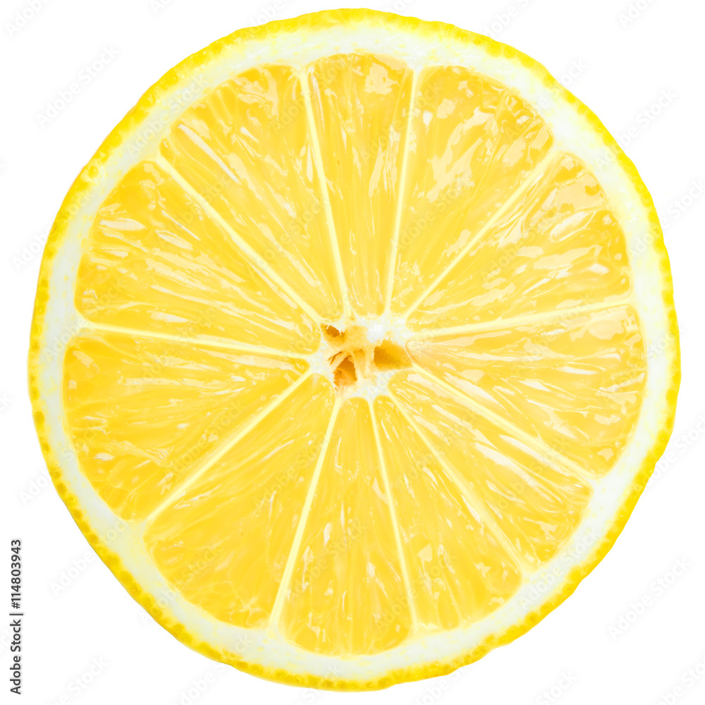 fresh lemon slice over white fresh lemon slice over white