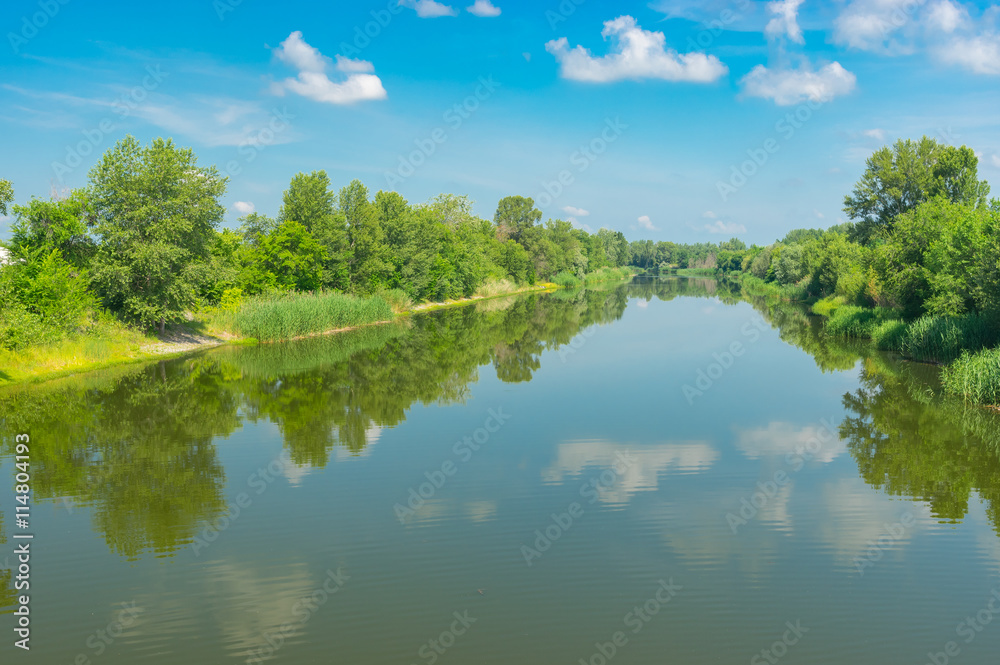 Summer landscape with small river Oril in Ukraine Summer landscape with small river Oril in Ukraine