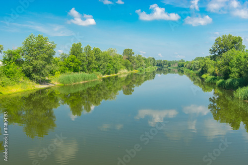 Fototapeta Naklejka Na Ścianę i Meble -  Summer landscape with small river Oril in Ukraine