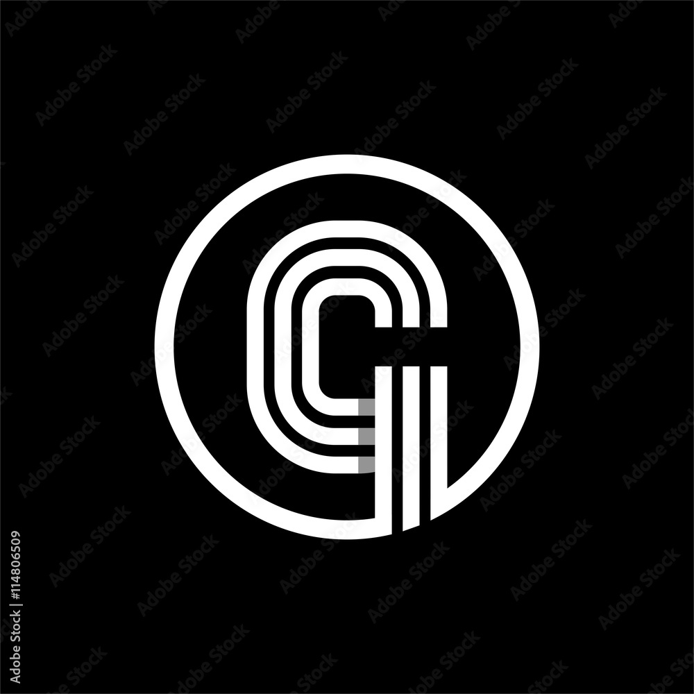G capital letter made of of three white stripes enclosed in a circle . Overlapping with shadows monogram, logo, emblem. Trendy design. G capital letter made of of three white stripes enclosed in a circle . Overlapping with shadows monogram, logo, emblem. Trendy design.