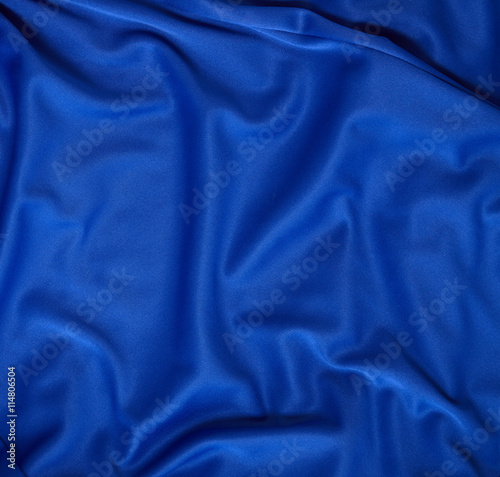 Full frame close up of blue silk fabric