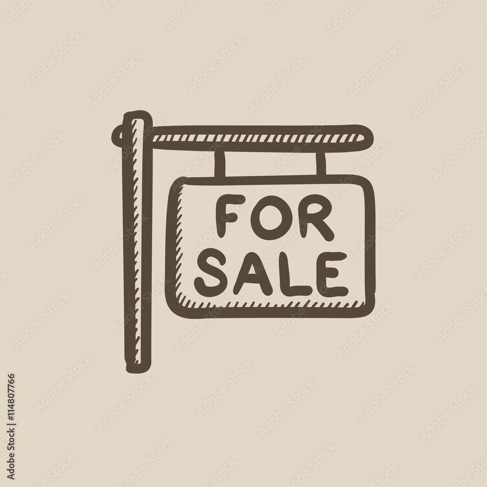 For sale placard sketch icon. For sale placard sketch icon.