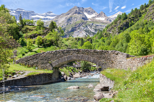 Nadau bridge over Gave de Gavarnie river photo