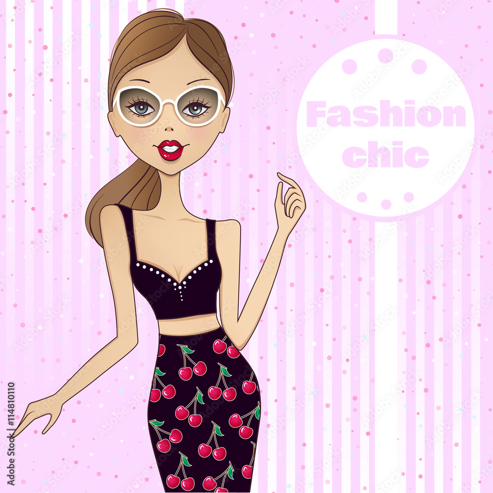 Fashion vector girl. Beautiful woman Fashion vector girl. Beautiful woman
