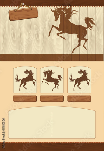 Brown template with horse illustrations