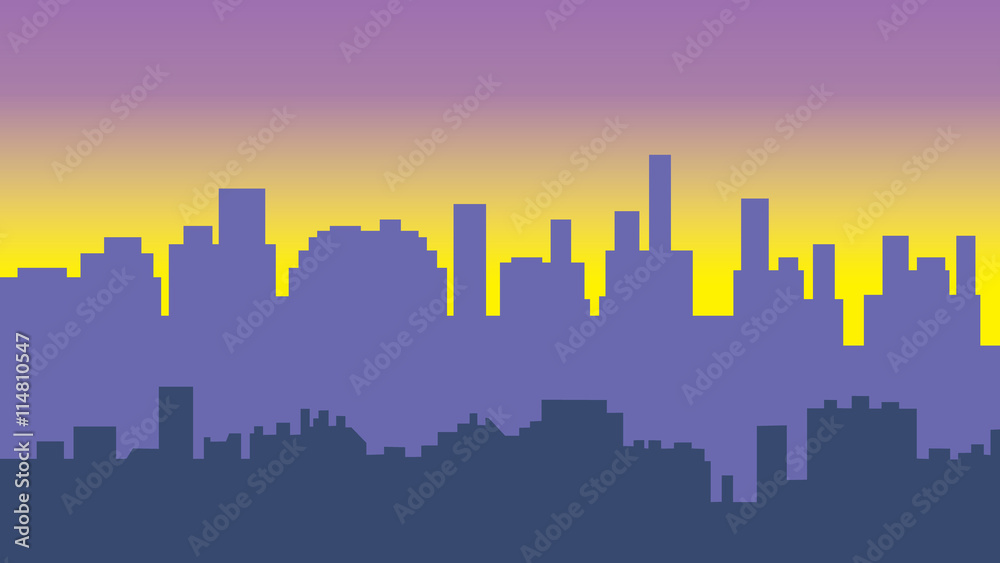 Sunset in the city. Cityscape silhouette sunrise Sunset in the city. Cityscape silhouette sunrise