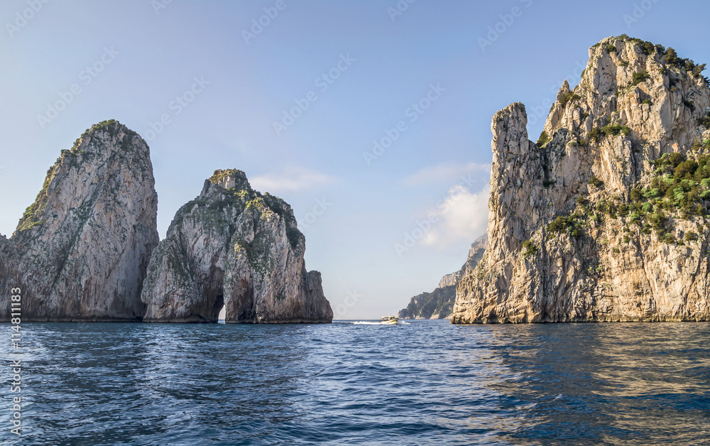 Rocks formation on the coast of Mediterranean Sea, Capri Island, Italy Rocks formation on the coast of Mediterranean Sea, Capri Island, Italy