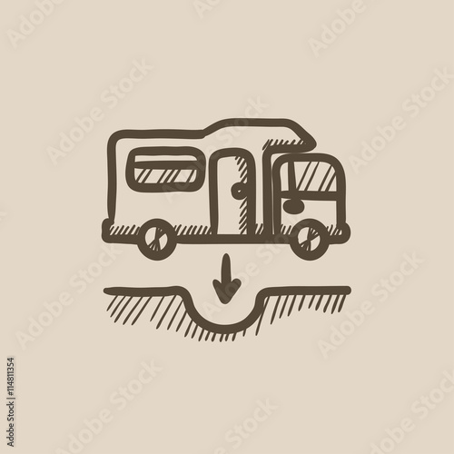 Motorhome and sump sketch icon.