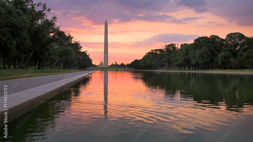 Washington DC at the Reflecting Pool and Washington Monument.