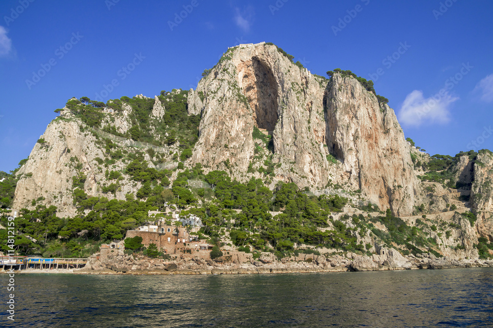 Grotto on the coast of  Mediterranean Sea, Capri Island, Italy