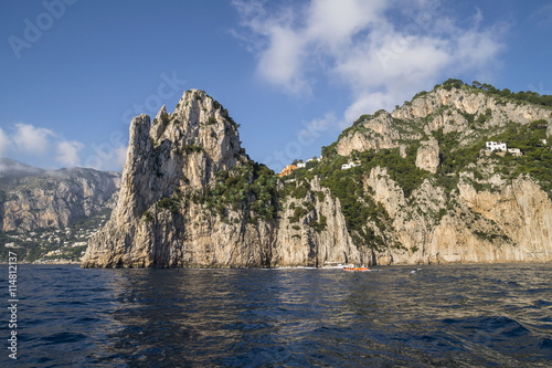 Rocks formation on the coast of  Mediterranean Sea  Capri Island  Italy