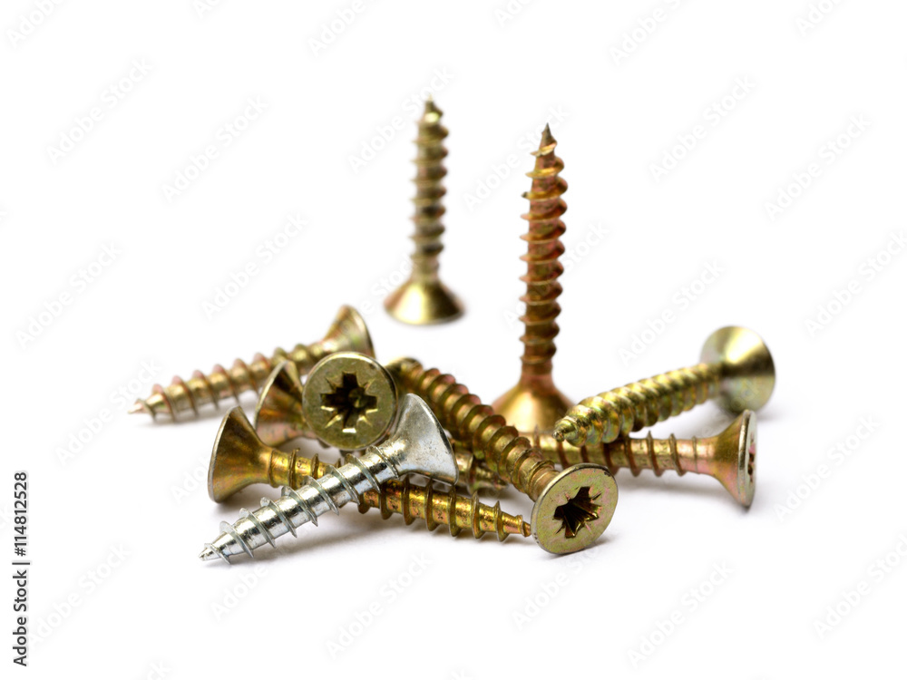 Wood screws isolated on white background Wood screws isolated on white background