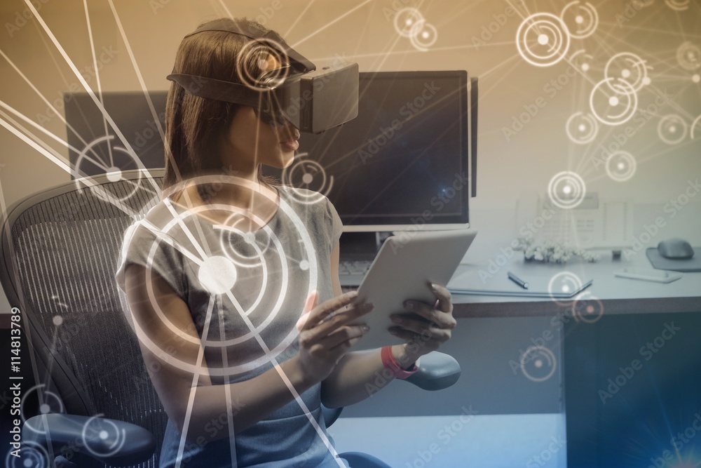 Composite image of futuristic black background with circles Composite image of futuristic black background with circles