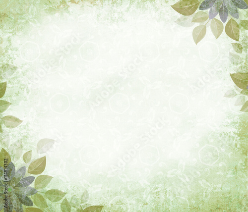 Background grunge with flower corners  olive