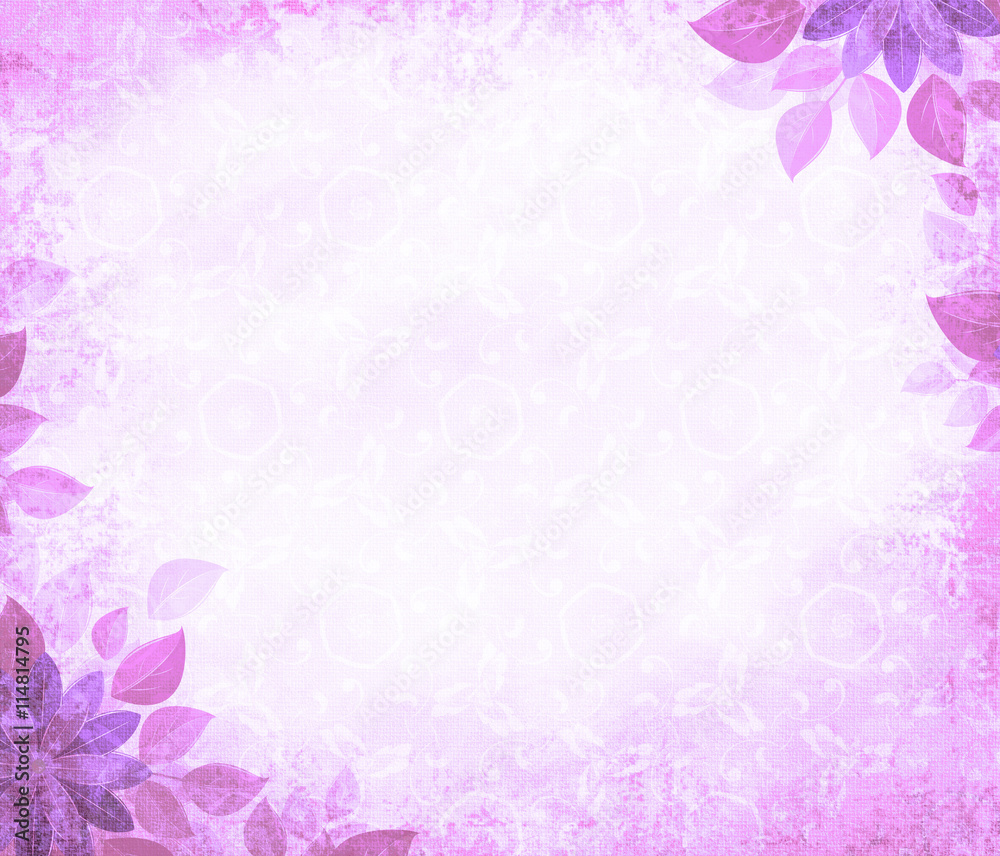 Background grunge with flower corners, purple