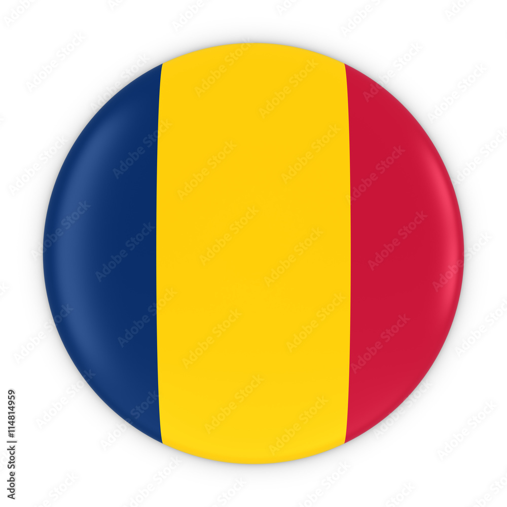 Chadian Flag Button - Flag of Chad Badge 3D Illustration