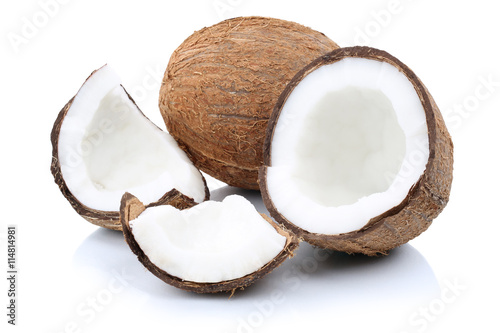 Kokosnuss Kokosnüsse Frucht geschnitten Stücke frische Frücht
