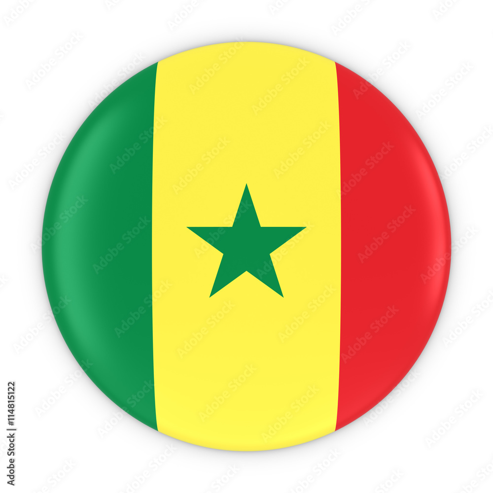 Senegalese Flag Button - Flag of Senegal Badge 3D Illustration