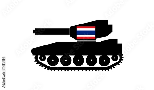 Armée thaïlandaise, drapeau de la Thaïlande sur un char d'assaut