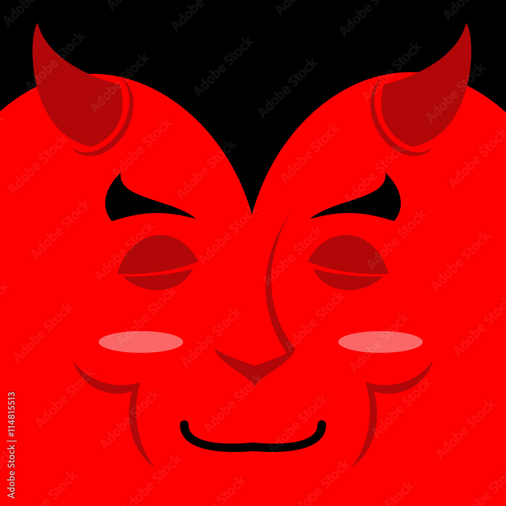 Sleeping demon with big smile. Cartoon cute face. Gaiety emotion Sleeping demon with big smile. Cartoon cute face. Gaiety emotion