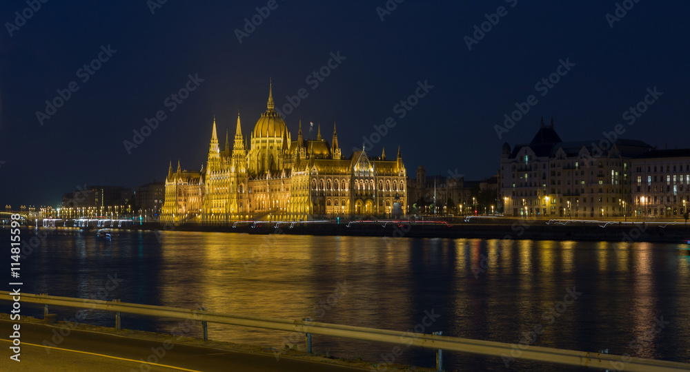 Hungarian Parliament Building on the bank of Danube river