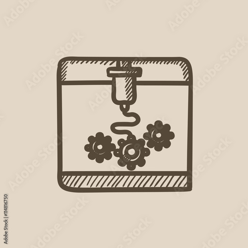Tree D printing sketch icon.