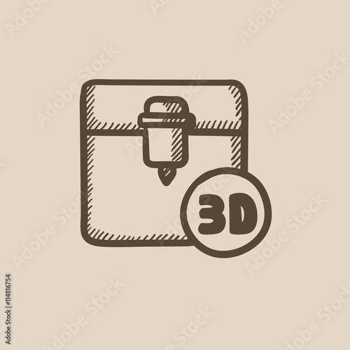 Tree D printing sketch icon.