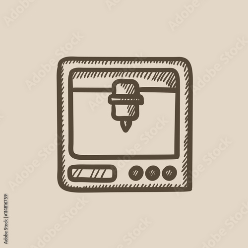 Tree D printing sketch icon.