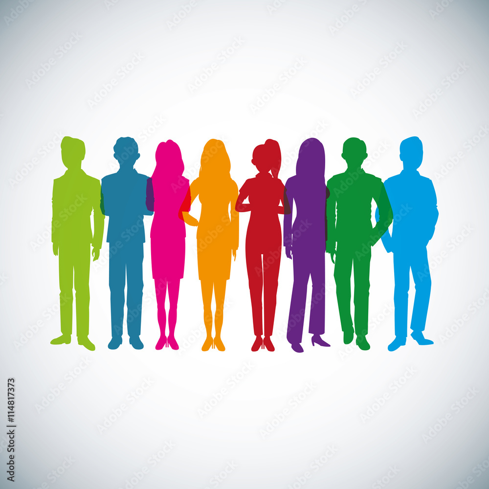 Obraz premium Woman and Man avatar icon. Businesspeople design. Vector graphic