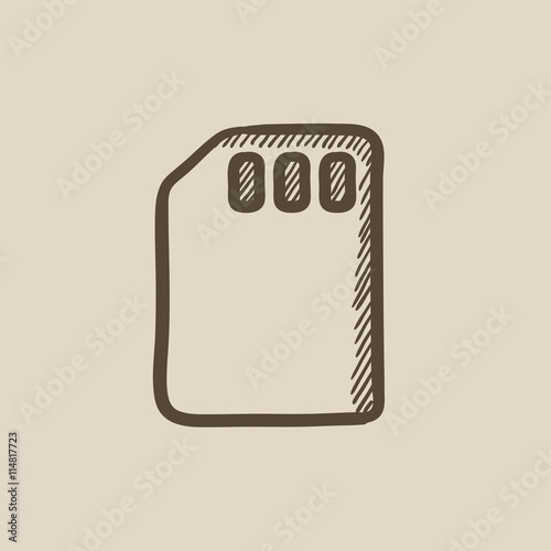 Sim card sketch icon.
