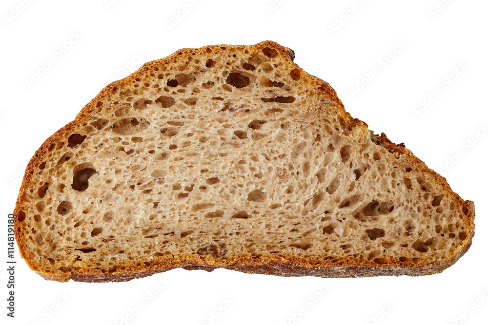 Slice of the bread isolated over the white background Slice of the bread isolated over the white background