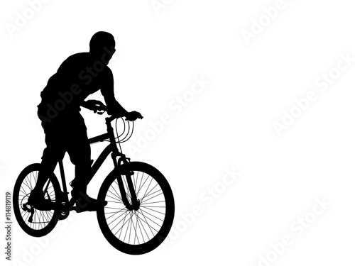 mtb cyclist silhouette - vector