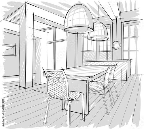 Architectural sketch of interior