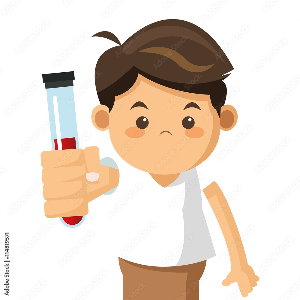 Little boy holding test tube icon