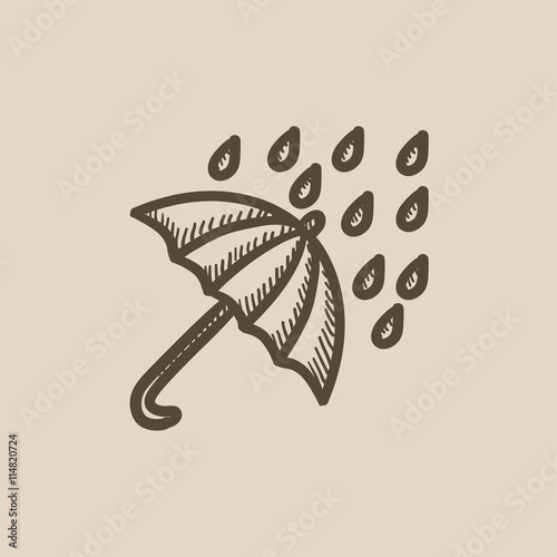 Rain and umbrella sketch icon.
