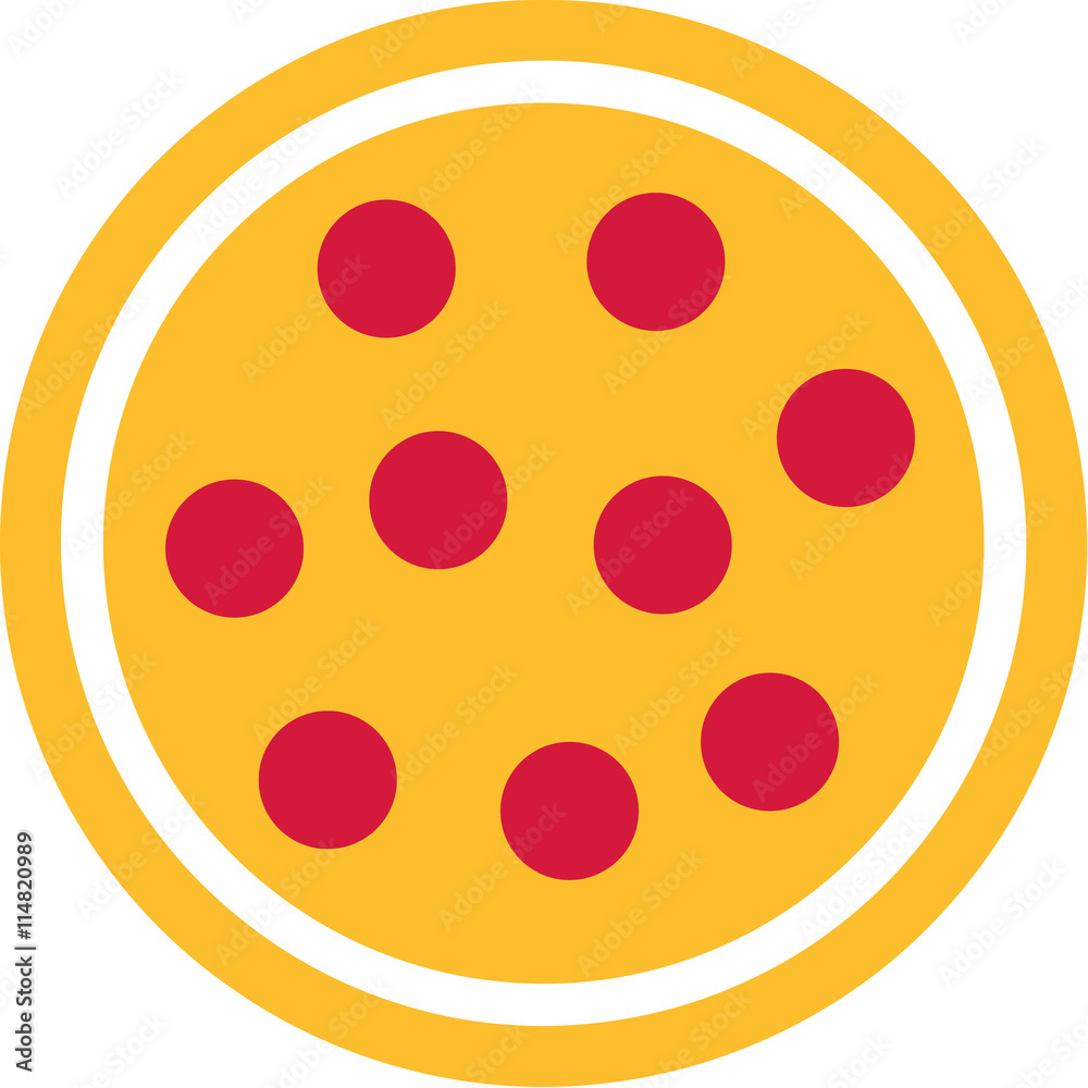 Fototapeta premium Pizza icon with cheese and salami