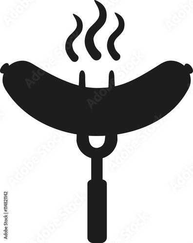 Hot sausage on fork