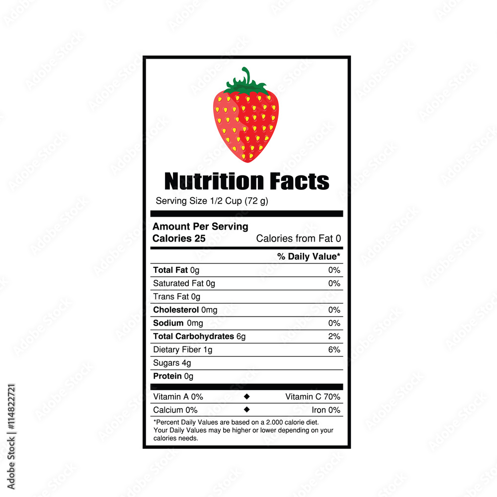 nutrition facts strewberry illustration เวกเตอร์สต็อก Adobe Stock