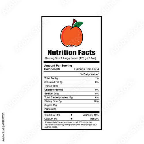 nutrition facts peach illustration