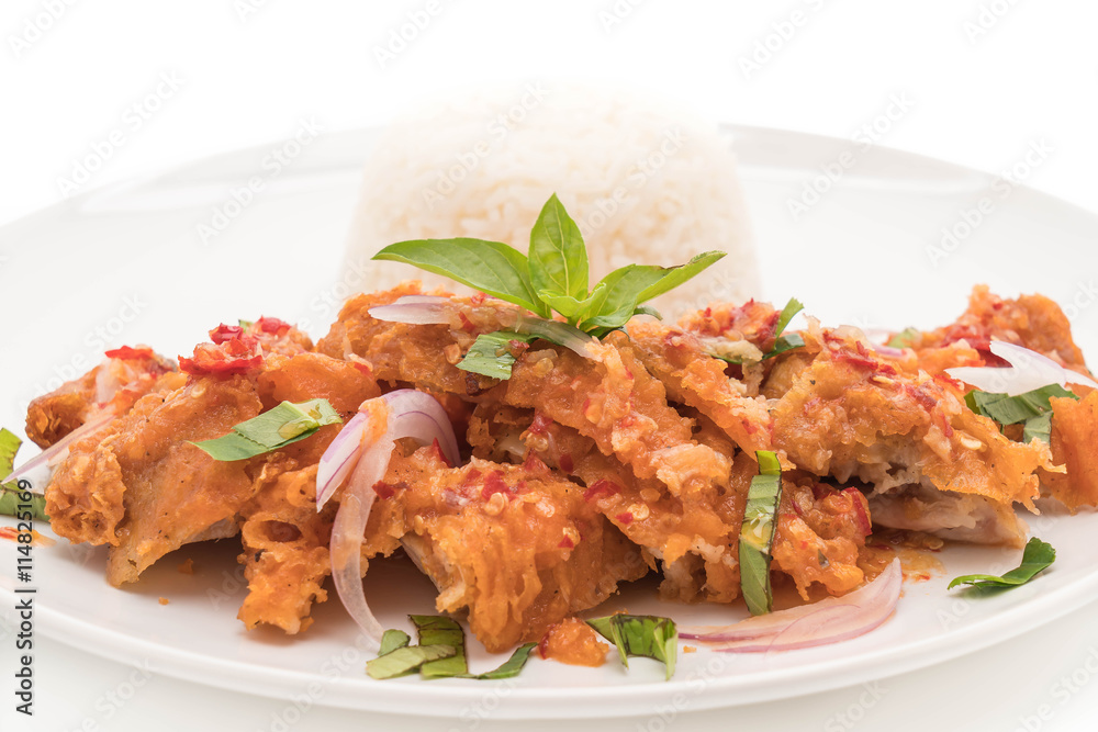 spicy salad with fried chicken spicy salad with fried chicken