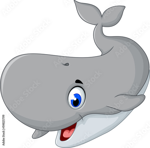 cute gray whale cartoon smiling