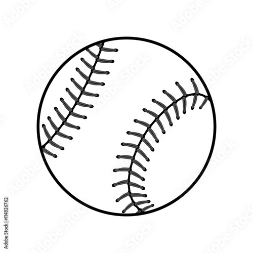 Baseball ball sign. Black softball icon isolated on white background. Equipment for professional american sport. Symbol play, team, game and competition, recreation. Simple design. Vector illustration