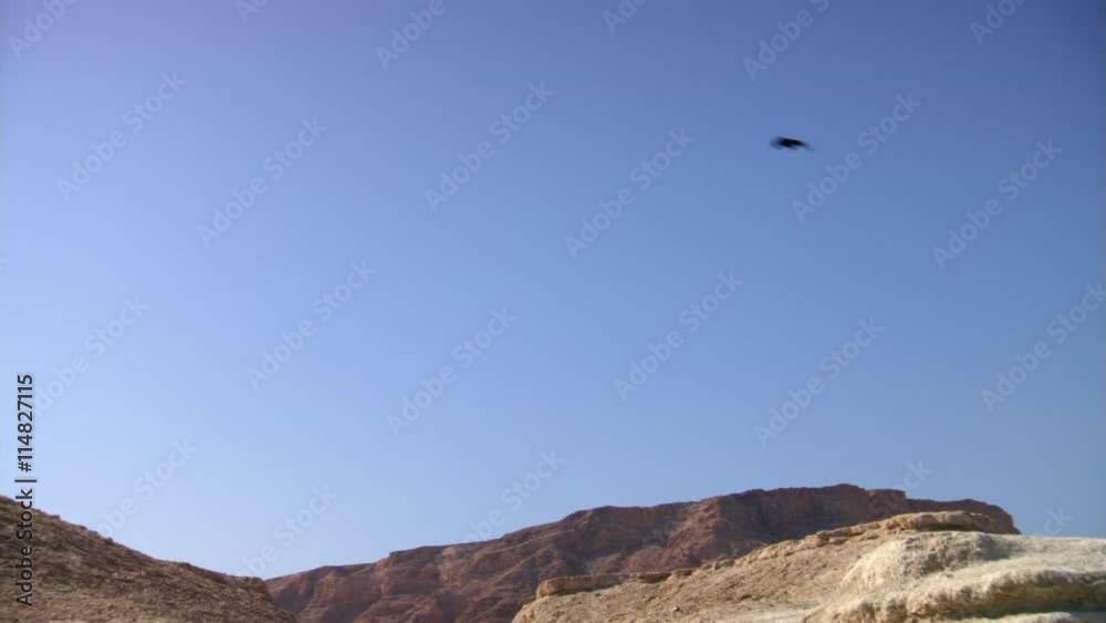 Right pan over cliffs below Masada in the Judean Hills Right pan over cliffs below Masada in the Judean Hills